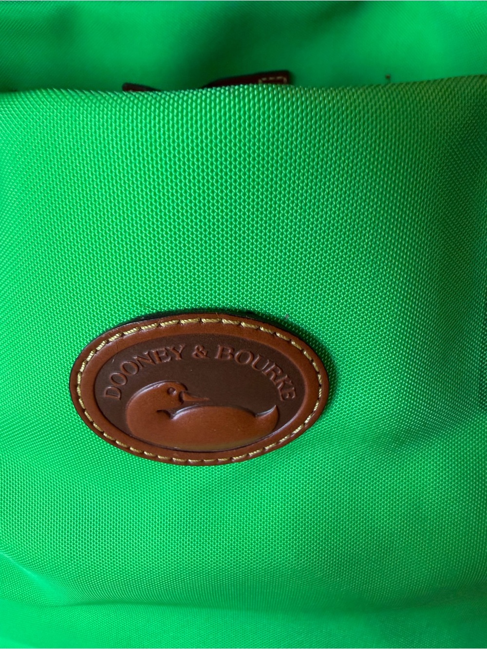 Dooney & Bourke Green Tote with Brown Leather Handles - Picture 4 of 9